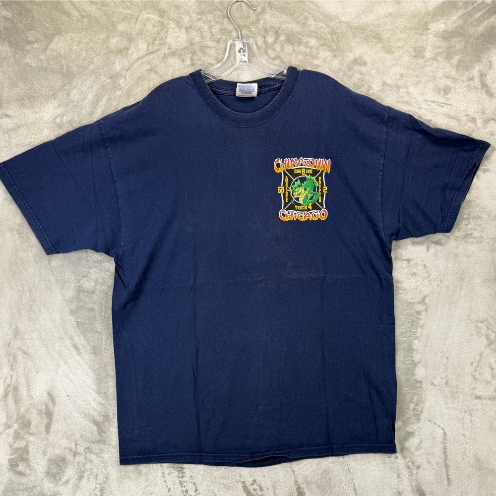 VTG Hanes Heavyweight Mens XL Chicago Chinatown Fire Dept Engine 8 Dragon TShirt